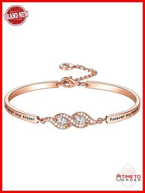 Sister Bangle Bracelet Engraved Friendship Jewelry Gift for Women Birthday